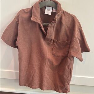 Zara Brown Short Sleeve Polo Shirt